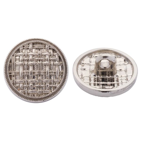 Пуговицы металл на ножке 24L=15 мм, Silver (серебристый), 10 шт, MP06