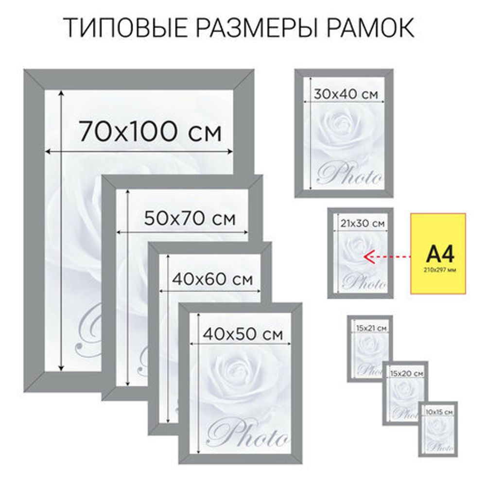 Рамка 21х30 см, пластик, багет 15 мм, BRAUBERG "HIT", орех с позолотой, стекло, 390708