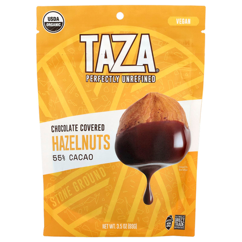 Taza Chocolate, фундук в шоколадной глазури, 55% какао, 99 г (3,5 унции)