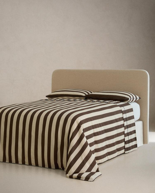 ZARA HOME ПОДОДЕЯЛЬНИК В ПОЛОСКУ, КОРИЧНЕВЫЙ