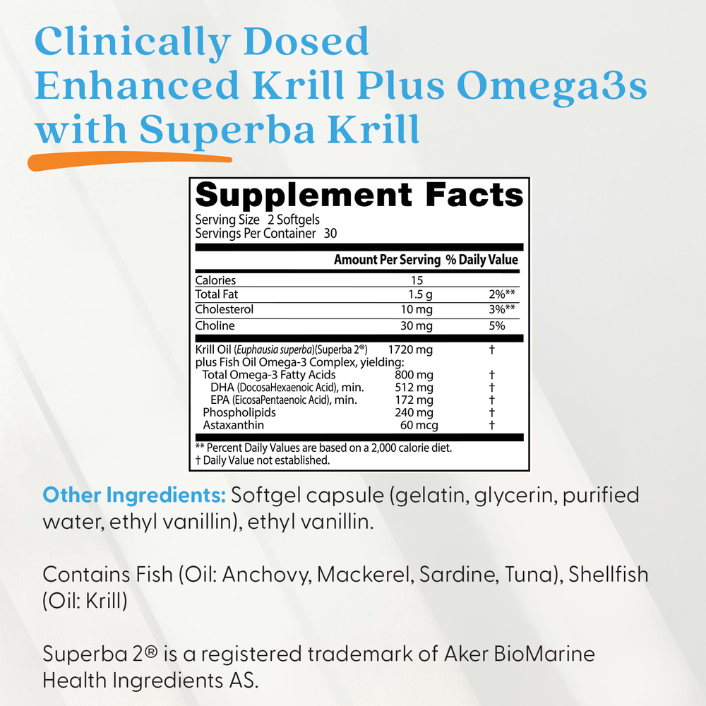 Doctor's Best, обогащенный криль с омега-3 из криля Superba, 60 капсул