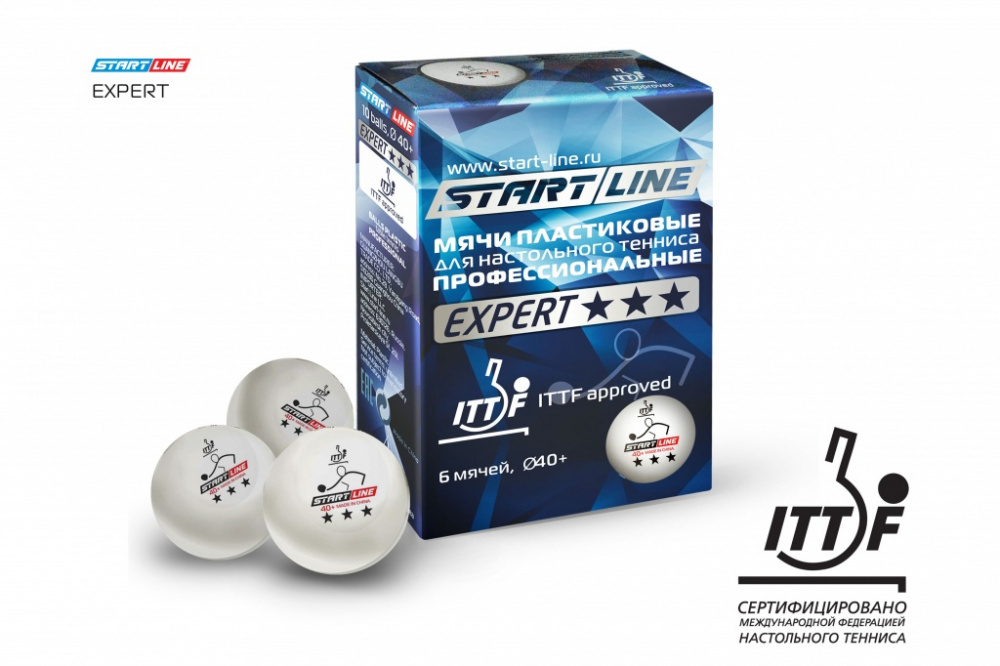 Мячи Start line EXPERT V40+ 3* (ITTF) (6 шт)