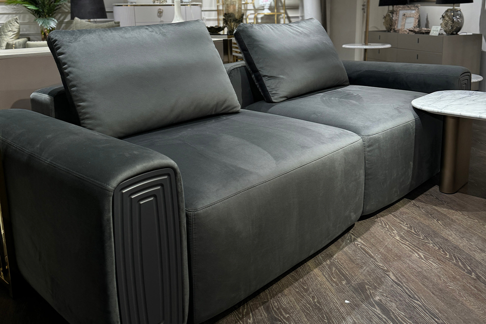 Диван Garda Decor трехместный Турин (Turin)(2 секции) с мех т.серый велюр Colt1003 255*120**68 см