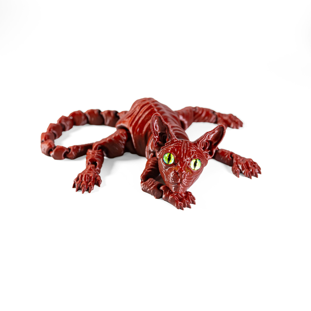 Подвижный кот Сфинкс, игрушка антистресс, бордовый