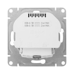 Механизм розетки с USB-A+С - 2шт, 16А, с заземлением, со шторками, белый Эпика EKF