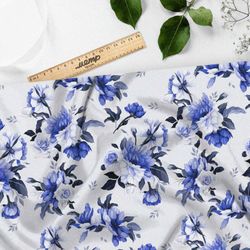Ткань барби голубые цветочки