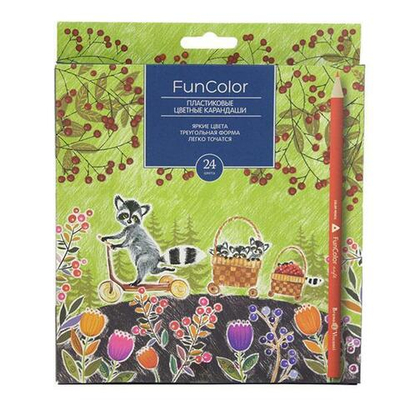 Карандаши 24 цв. "Funcolor" пласт. корпус, 6 видов (Bruno Visconti)