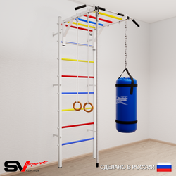 Шведская стенка Sv Sport усиленная 6331 (Турник рукоход/Канат/Кольца/Цепь/Мешок 15кг)
