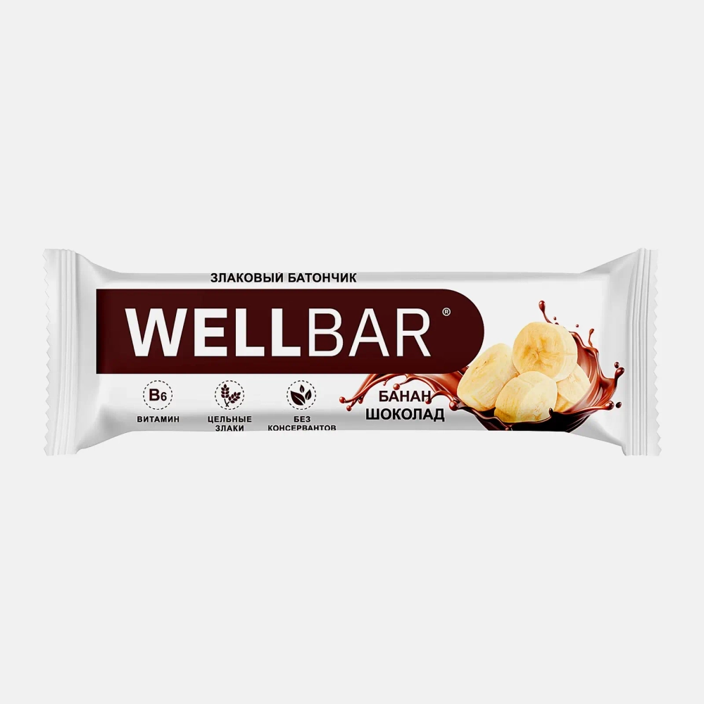Батончик-мюсли Wellbar банан шоколад 50г