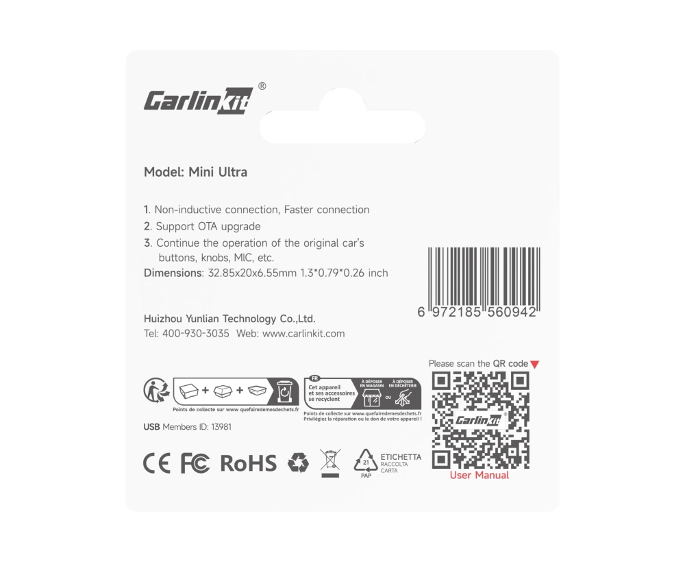 Carlinkit Mini Ultra 1 беспроводной адаптер