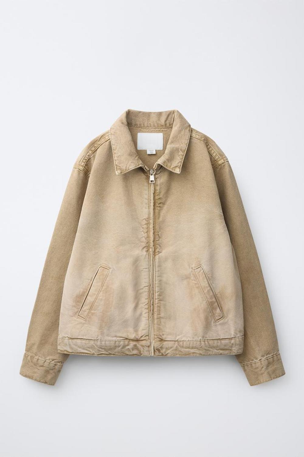 ZARA КУРТКА ИЗ КАНВАСА С ЭФФЕКТОМ ПОТЕРТОСТИ, ЭКРЮ