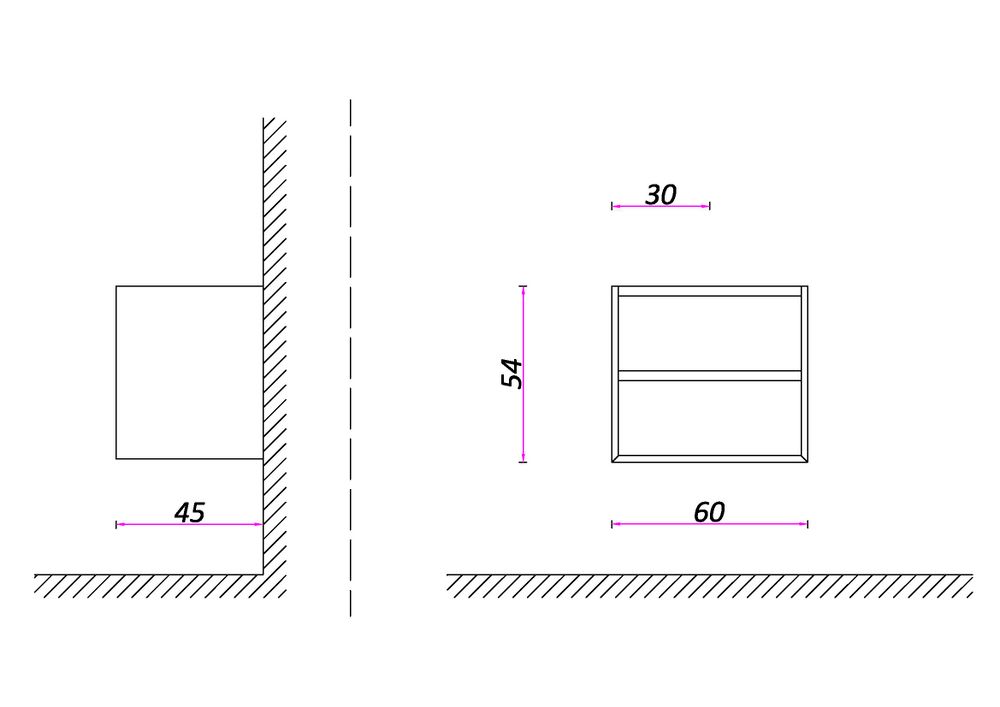 Тумба под раковину COOL с 2 выдвижными ящиками 60x45x54 CL.060.WNOGAL белый/орех