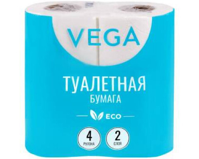 Бумага туалетная ФМ Комфорт Стандарт 2-х слойная 4 шт ВЕГА  (16 уп)