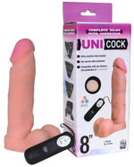 Фаллическая насадка Харнесс UNICOCK 8 с вибрацией - 20 см. (Цвет: телесный)