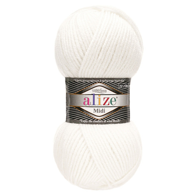 Пряжа Alize (Ализе) Superlana Midi / уп.5 мот. по 100 г, 170м, 055 белый A