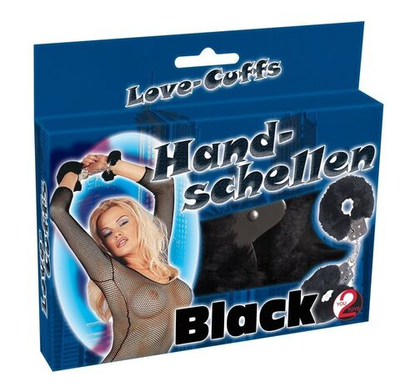 Черные меховые наручники Love Cuffs Black (Цвет: черный)