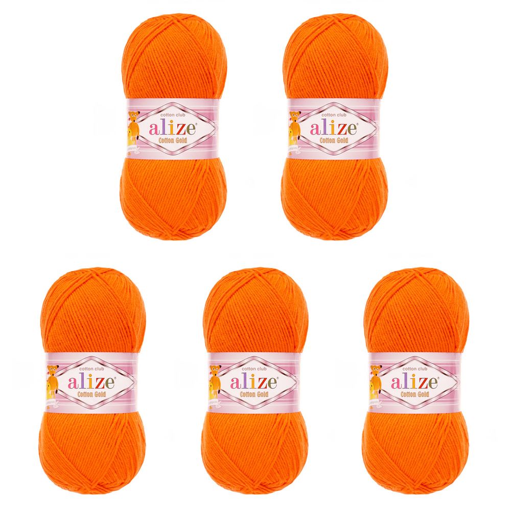 Пряжа Alize (Ализе) Cotton Gold / уп.5 мот. по 100 г, 330м, 037 оранжевый A