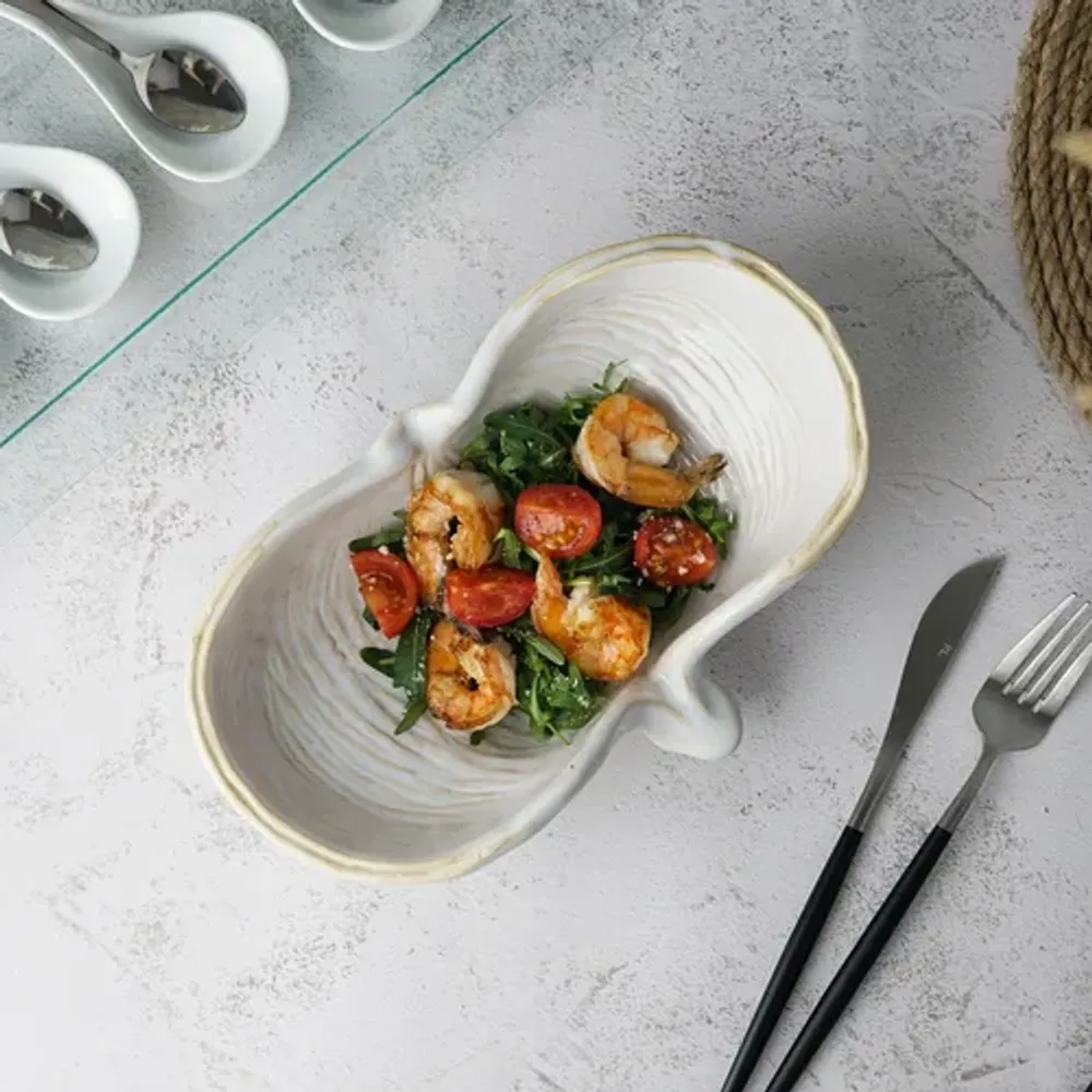 Салатник 325 мл 24,5*16 см h7 см емкость для закусок Gray Shell Frutti di Mare P.L. [1]