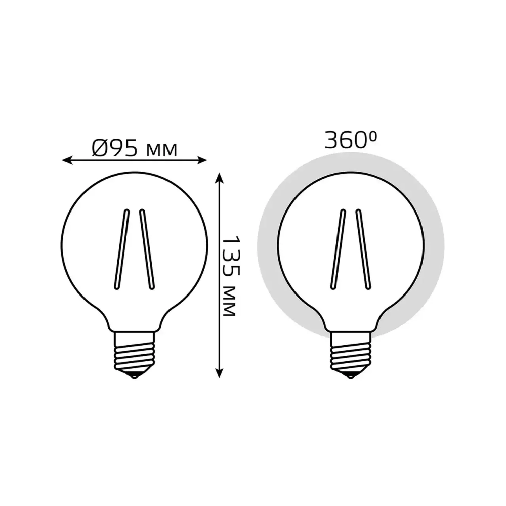 Лампа Gauss LED Filament G95 6W E27 630lm 2700K 105802106