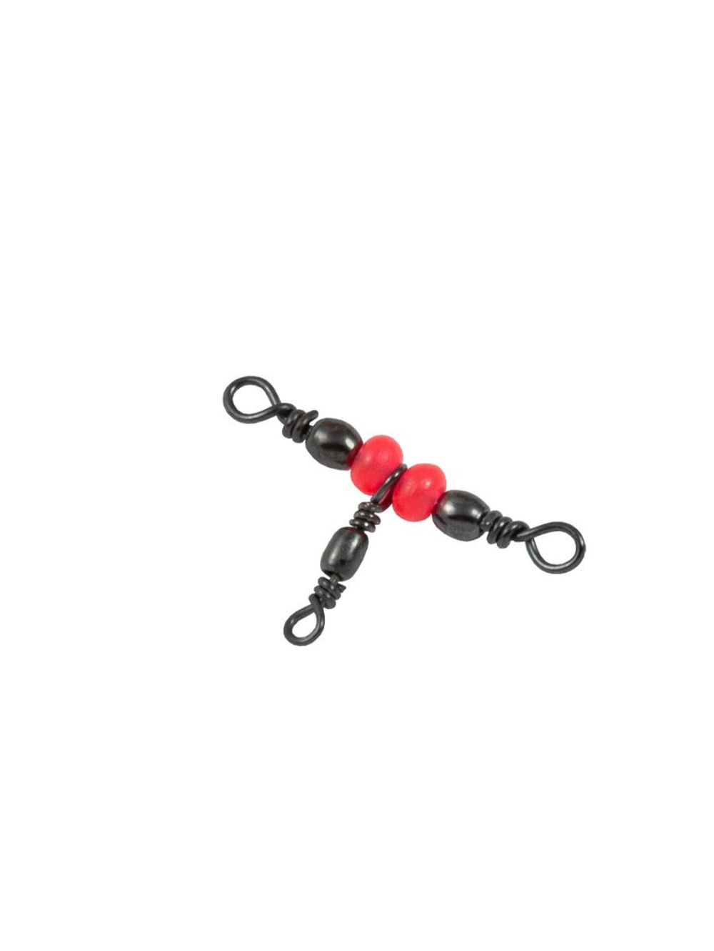 Вертлюжок рыболовный на три направления (красная бусина) TRIPLE SWIVEL 1706 10х12