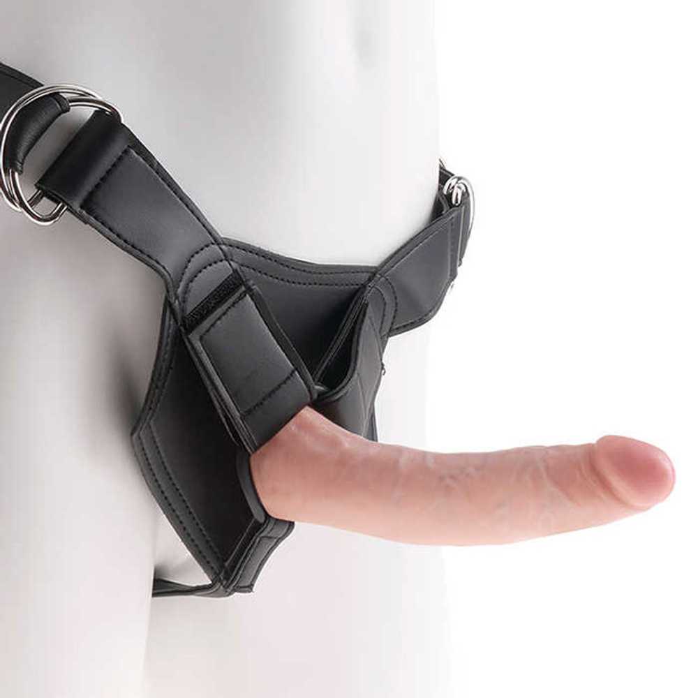 Страпон Strap-on Harness 7" Cock трусики с телесной насадкой (Цвет: Телесный фаллоимитатор, черный трусы)