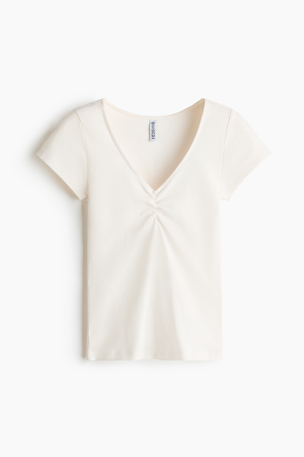 Топ с V-образным вырезом в рубчик - H&M