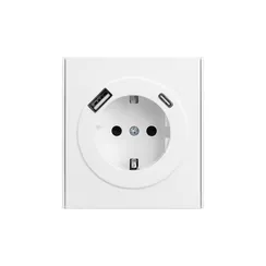 Розетка с заземлением и защитными шторками + USB A+C KRANZ Miele Strong Жемчуг KR-78-0704-4