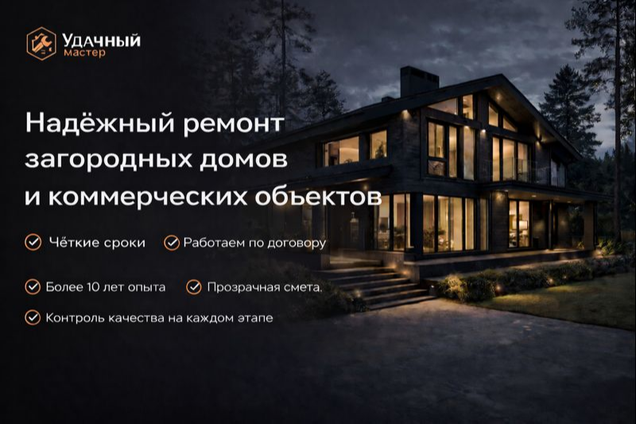 Надёжный ремонт загородных домов и коммерческих помещений