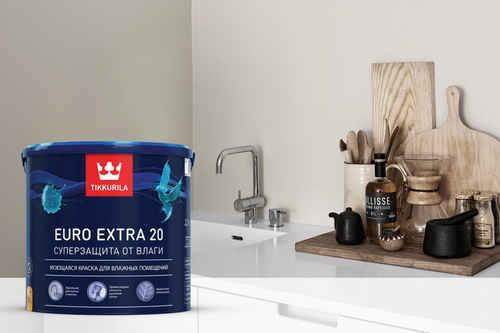 Tikkurila Euro Extra 20 Краска моющаяся для влажных помещений "БазаА"9L