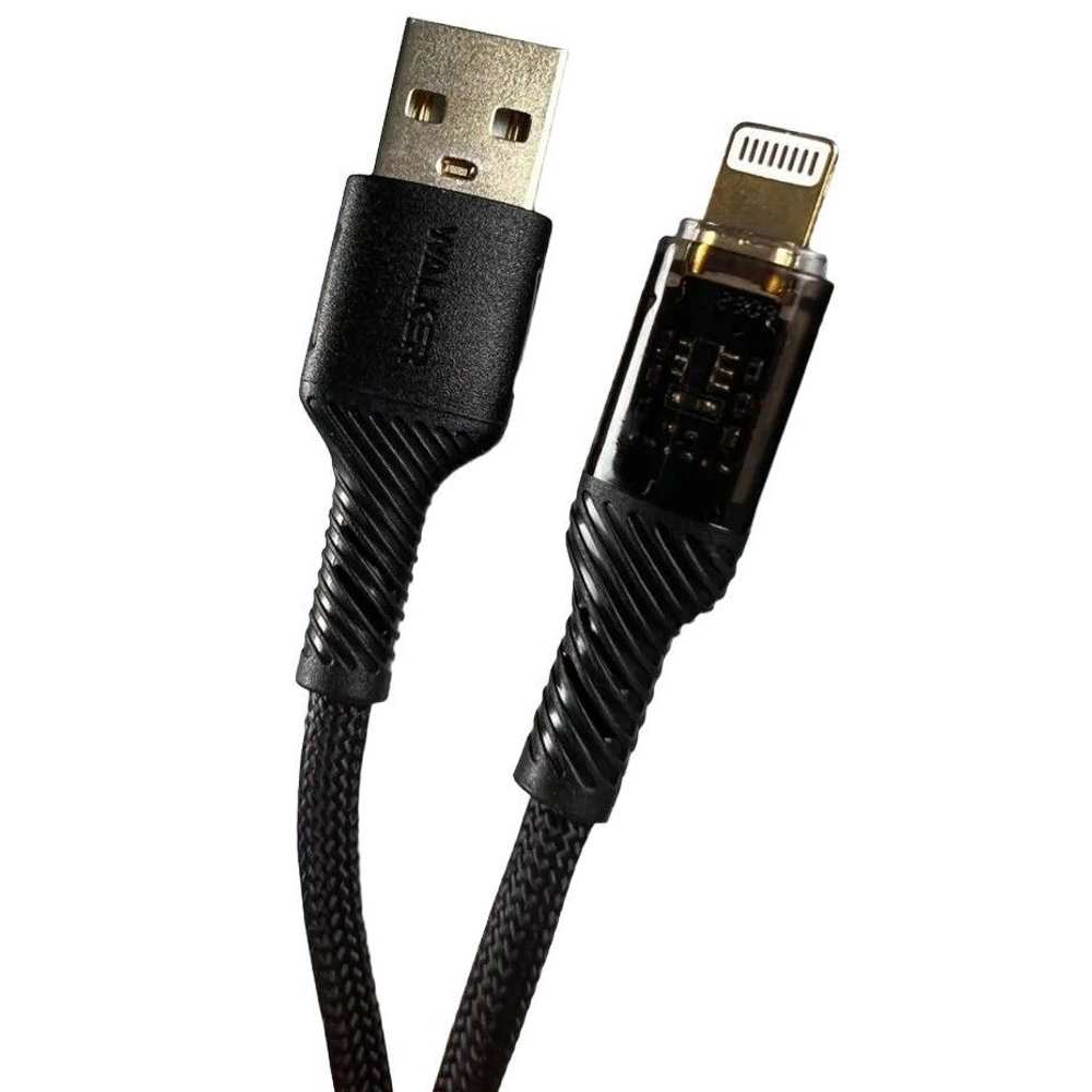 Кабель USB "WALKER" C950, 3.3А, Lightning, поддержка QC, нейлон, черный