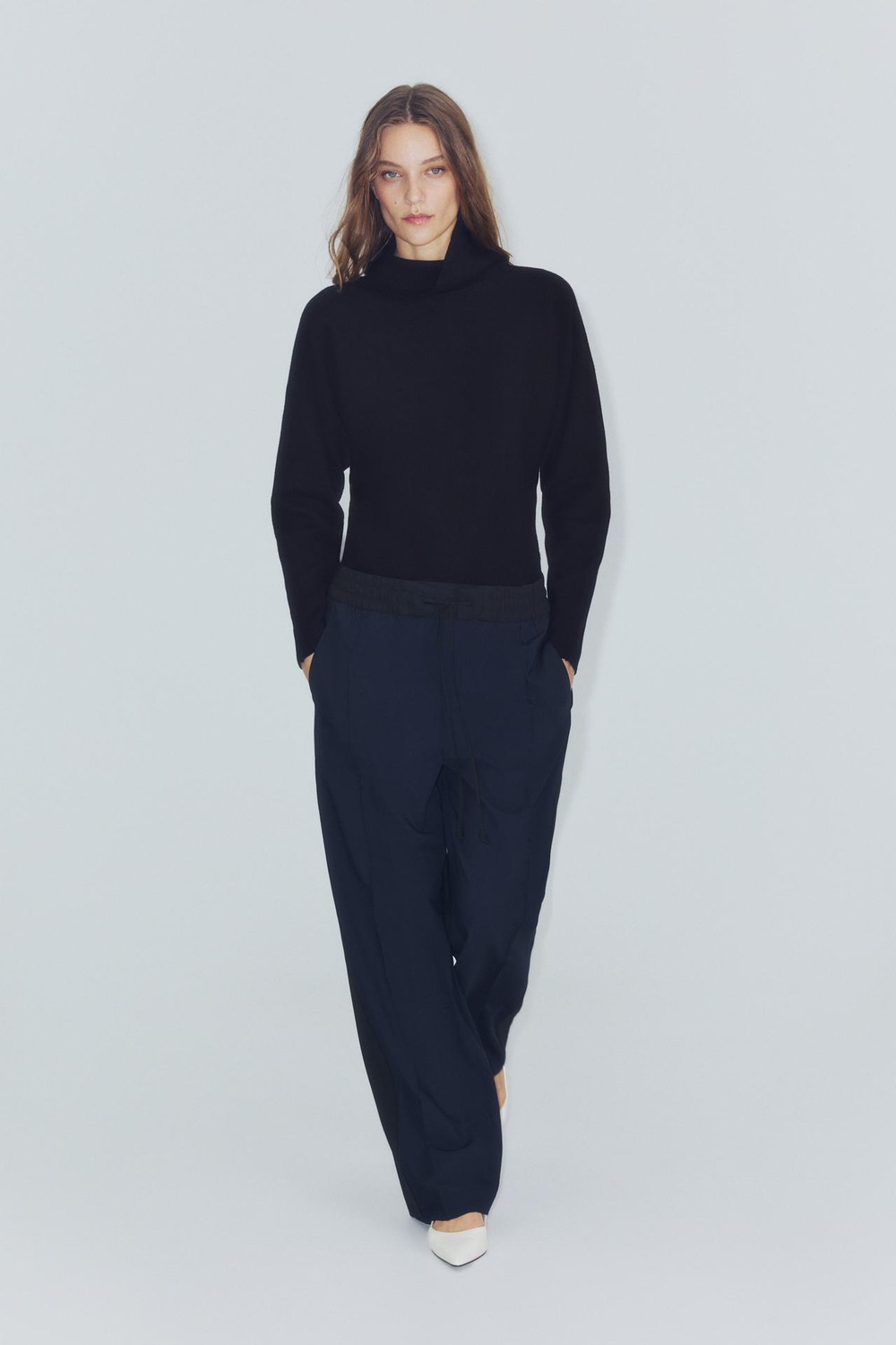 ZARA БРЮКИ С ПОЛОСАМИ ПО БОКАМ — ZW COLLECTION, МОРСКОЙ СИНИЙ