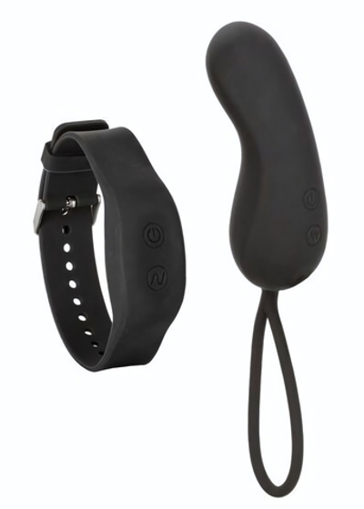 Черное виброяйцо с браслетом-пультом Wristband Remote Curve (Цвет: черный)