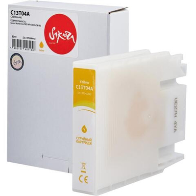 Картридж Sakura, аналог Epson C13T04A440 (C13T04A Y) для WorkForce PRO WF-C8690/C8190, желтый, 85 мл., 8000 к.