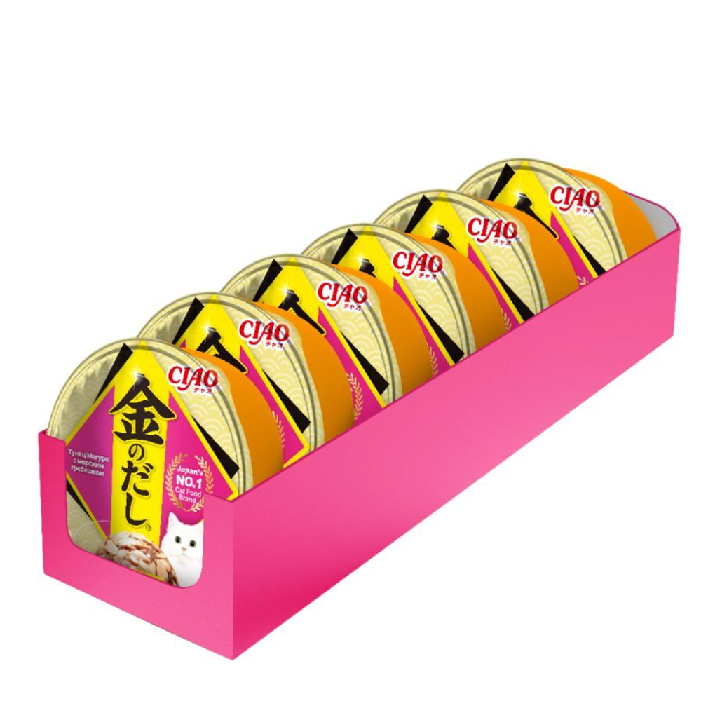 INABA CIAO Влажный корм для кошек Kinnodashi cup Тунец Магуро с морским гребешком конс. 70г