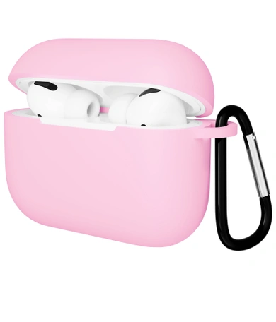 Чехол для Airpods Pro Gurdini прорезиненный soft touch c карабином Розовый