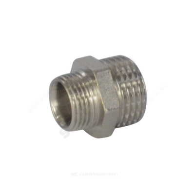 Ниппель латунь никель переходной Ду 32х15 (1 1/4"х1/2") НР RTP (РосТурПласт) 25110