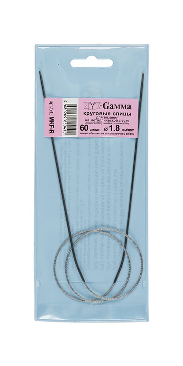 Спицы круговые металл ⌀1,8 мм, 60 см, с металлической леской, Gamma MKF-R