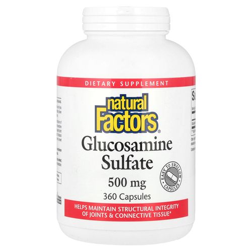 Natural Factors, сульфат глюкозамина, 500 мг, 360 капсул