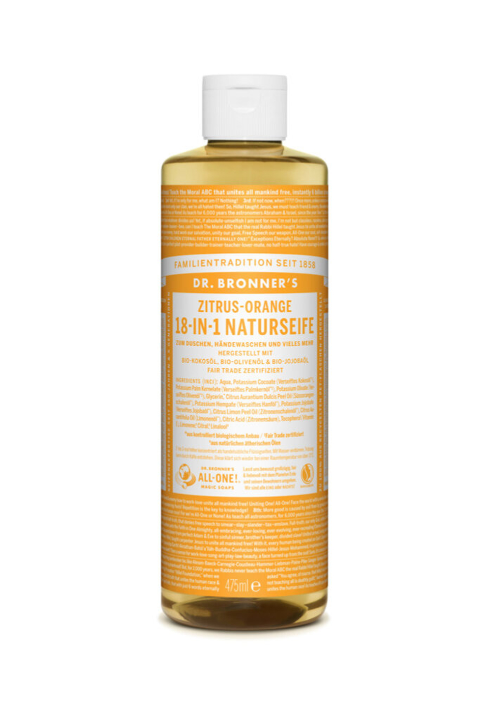 Натуральное мыло 18 в 1, цитрус-апельсин Dr. Bronner’s, 475 мл