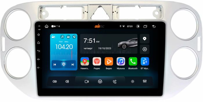 Магнитола для Volkswagen Tiguan 2007-2017 (серебро/черный) - Airok RX-3704 Android 13, Быстрая, SIM-слот