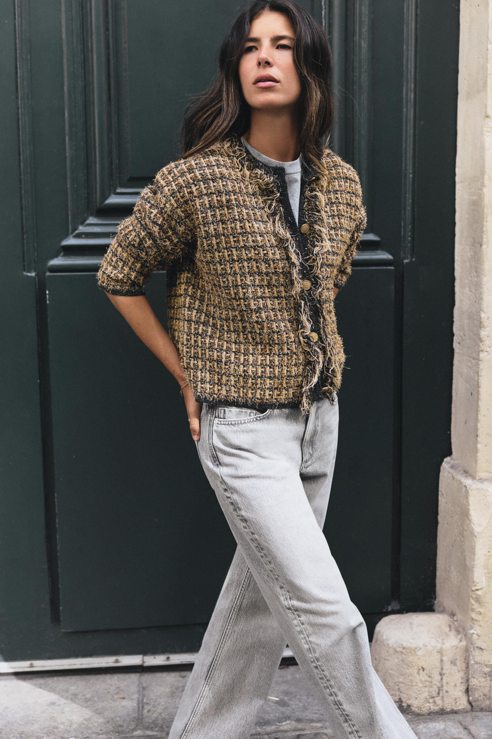 КАРДИГАН С НЕОБРАБОТАННЫМИ КРАЯМИ И МЕТАЛЛИЗИРОВАННОЙ НИТЬЮ — ZARA