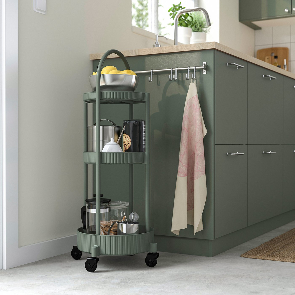 IKEA JUTTERSBO  (ИКЕА ЙУТТЕРСБО)  -  Тележка - серо-зелёная 36x36 см