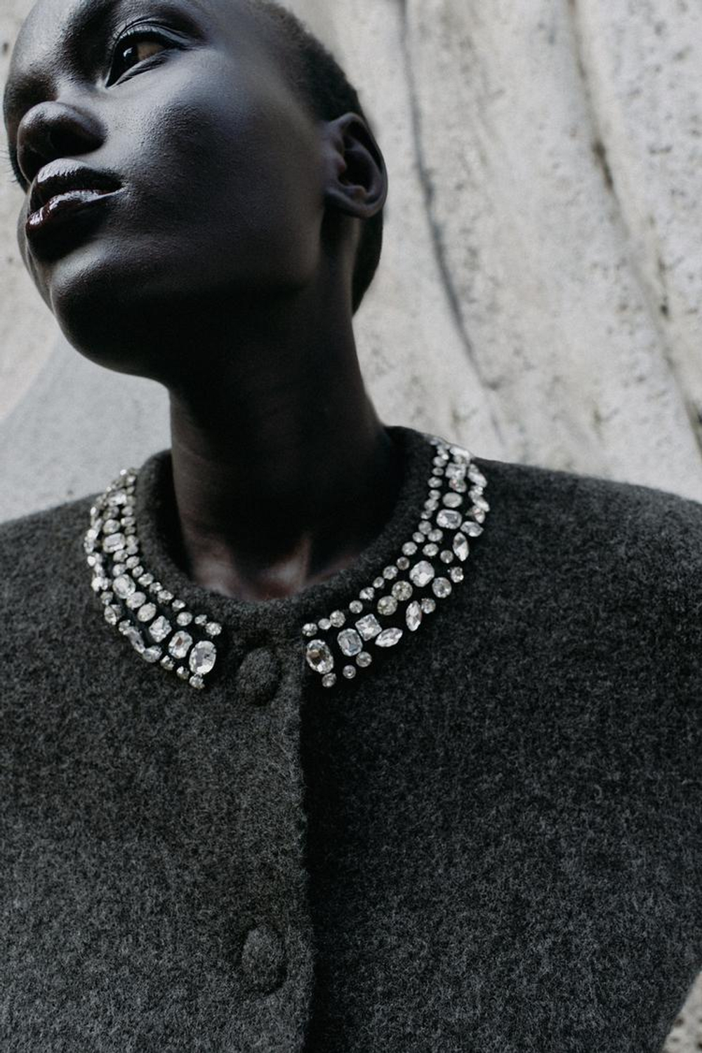 ZARA КАРДИГАН С БУСИНАМИ, СЕРЫЙ