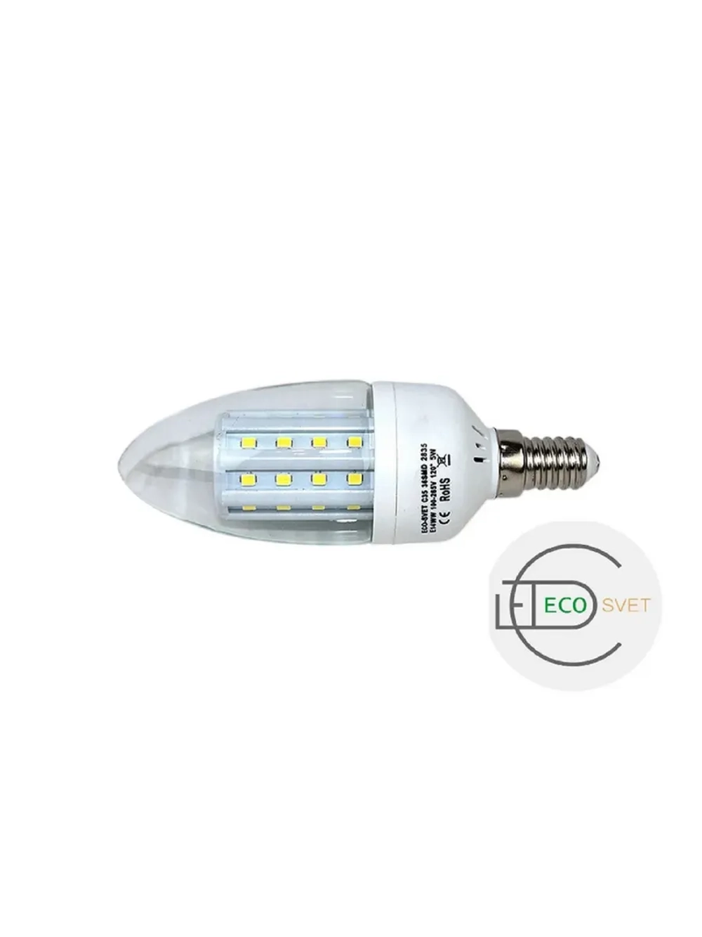 Светодиодная LED лампа C35 5W E14 тёпл 3шт