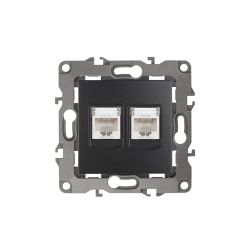 Розетка ЭРА Серия 12 12-3108-05 информационная двойная 2XRJ45 IP20 антрацит | Эра 12
