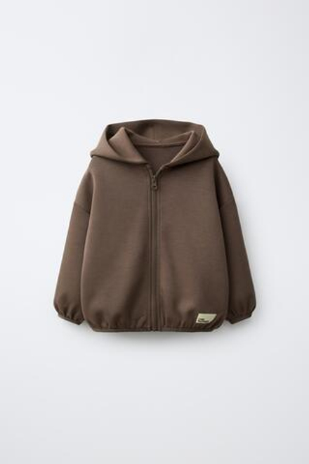 ZARA ХУДИ ИЗ ИНТЕРЛОКА НА МОЛНИИ, КОРИЧНЕВЫЙ