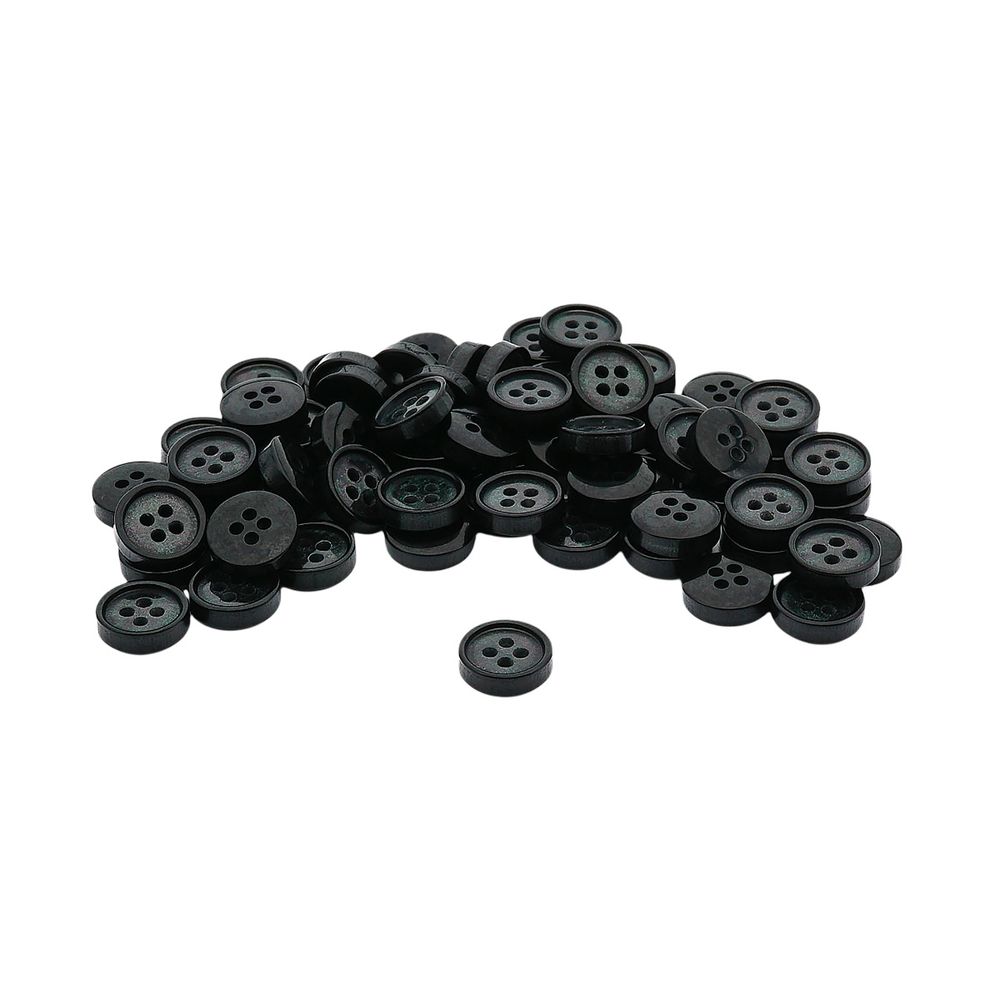 Пуговицы 4 прокола 18L=11 мм, пластик (Blk-02 черный), CB_M-57, 72 шт