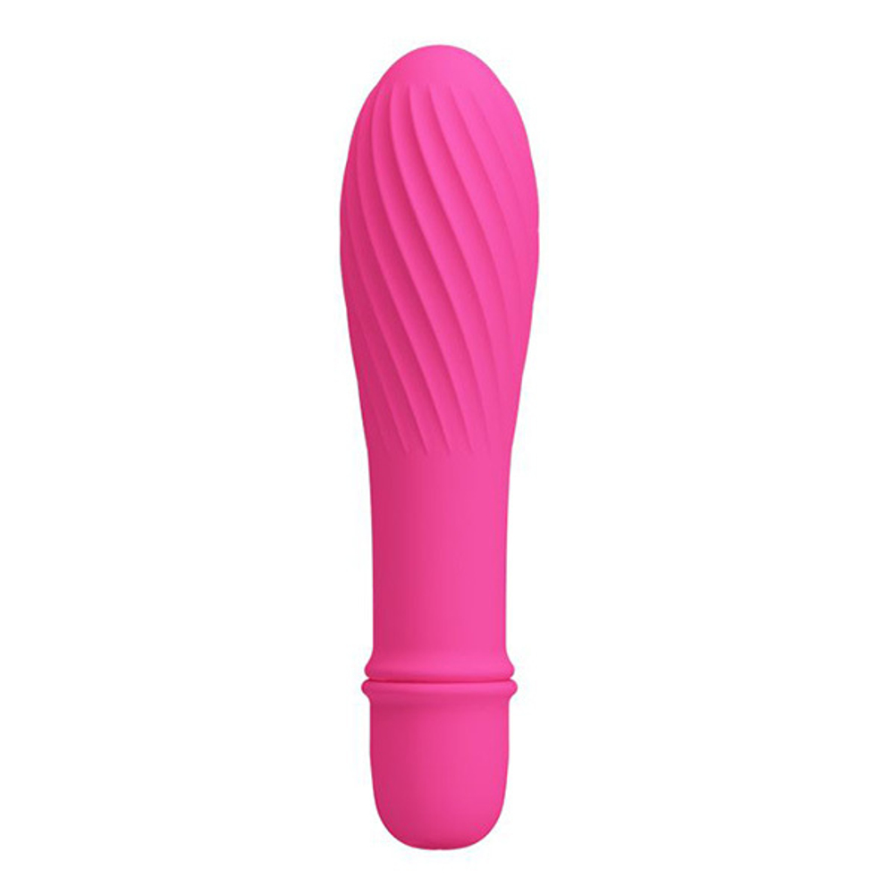 Ярко-розовый вибратор 12,3см с бороздками Baile Pretty Love Solomon BI-014503-2