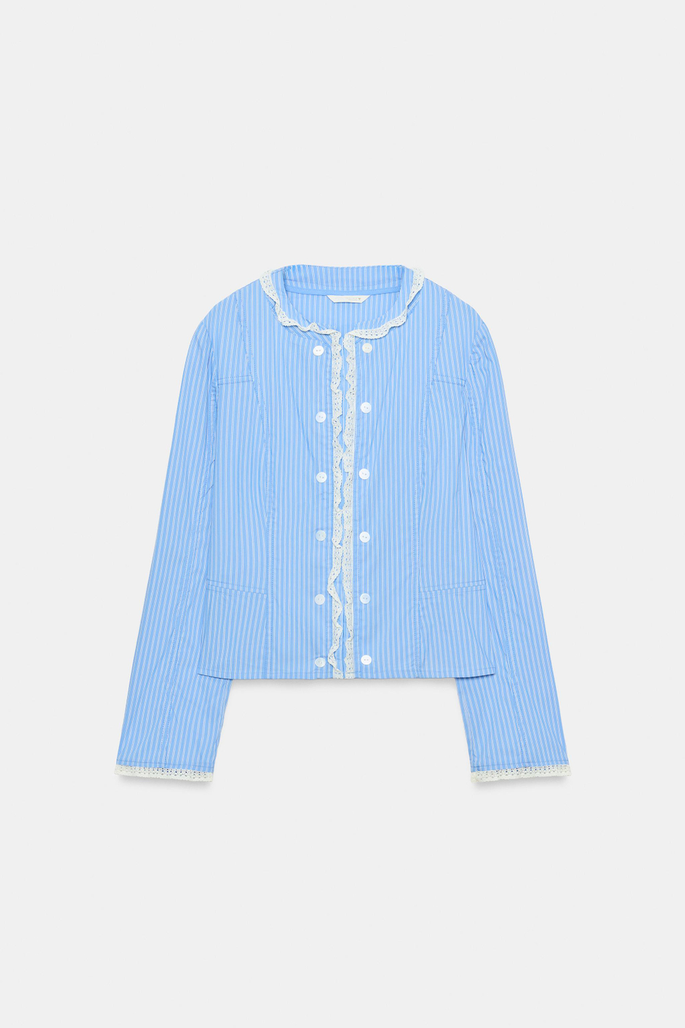 ЖАКЕТ ИЗ ПОПЛИНА В ПОЛОСКУ С КРУЖЕВОМ — ZARA