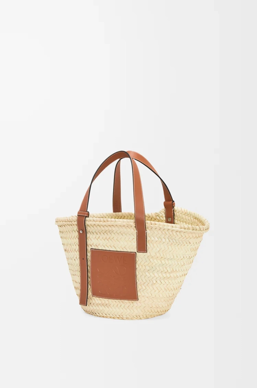 Loewe Сумка-корзинка из пальмовых листьев и телячьей кожи, натуральный/коричневый
